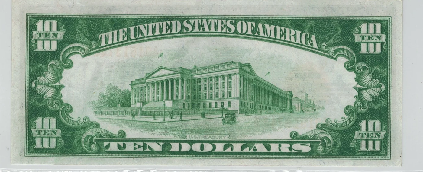 10ドル金証券（1928年シリーズ）（裏）