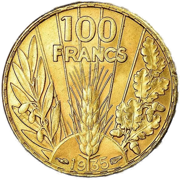 バゾールの百フラン金貨（裏）