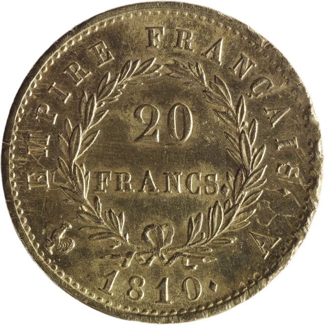ナポレオン一世 二十フラン金貨 一八一〇年（カルナヴァレ博物館）（裏）