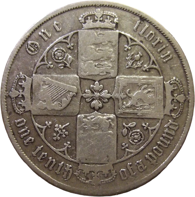英国 ゴシック・フローリン銀貨 一八七五年（ヴィクトリア）（裏）