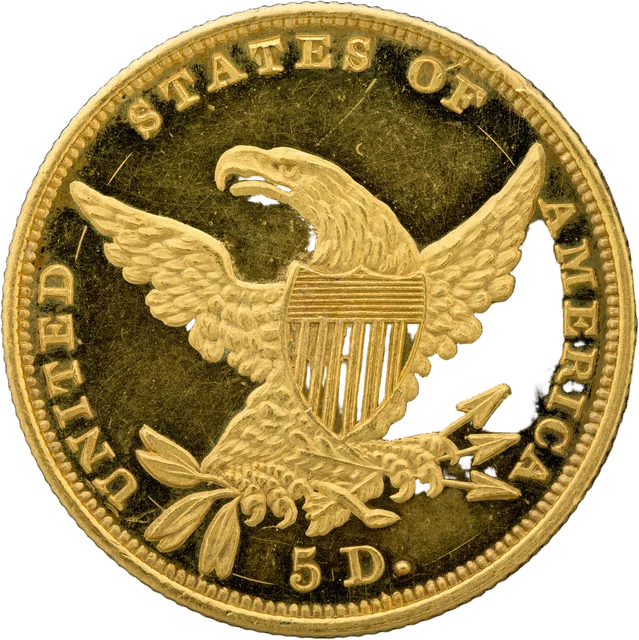 合衆国 五ドル金貨（クラシック・ヘッド）一八三四年（裏）