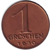 1グロッシェン青銅貨（1930年）（裏）