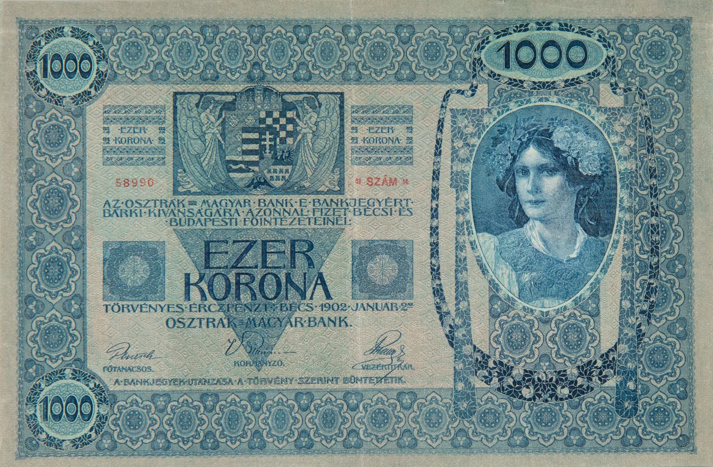 1000クローネ券（1902年）（裏）