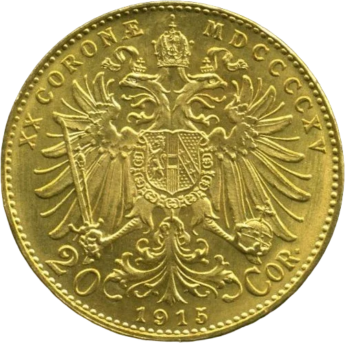 20クローネ金貨（1915年銘）（裏）
