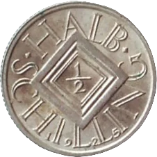 ½シリング銀貨（1925年）（裏）
